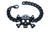 Black Metal Chain Bracelet Skeleton Skull Charm Pendant